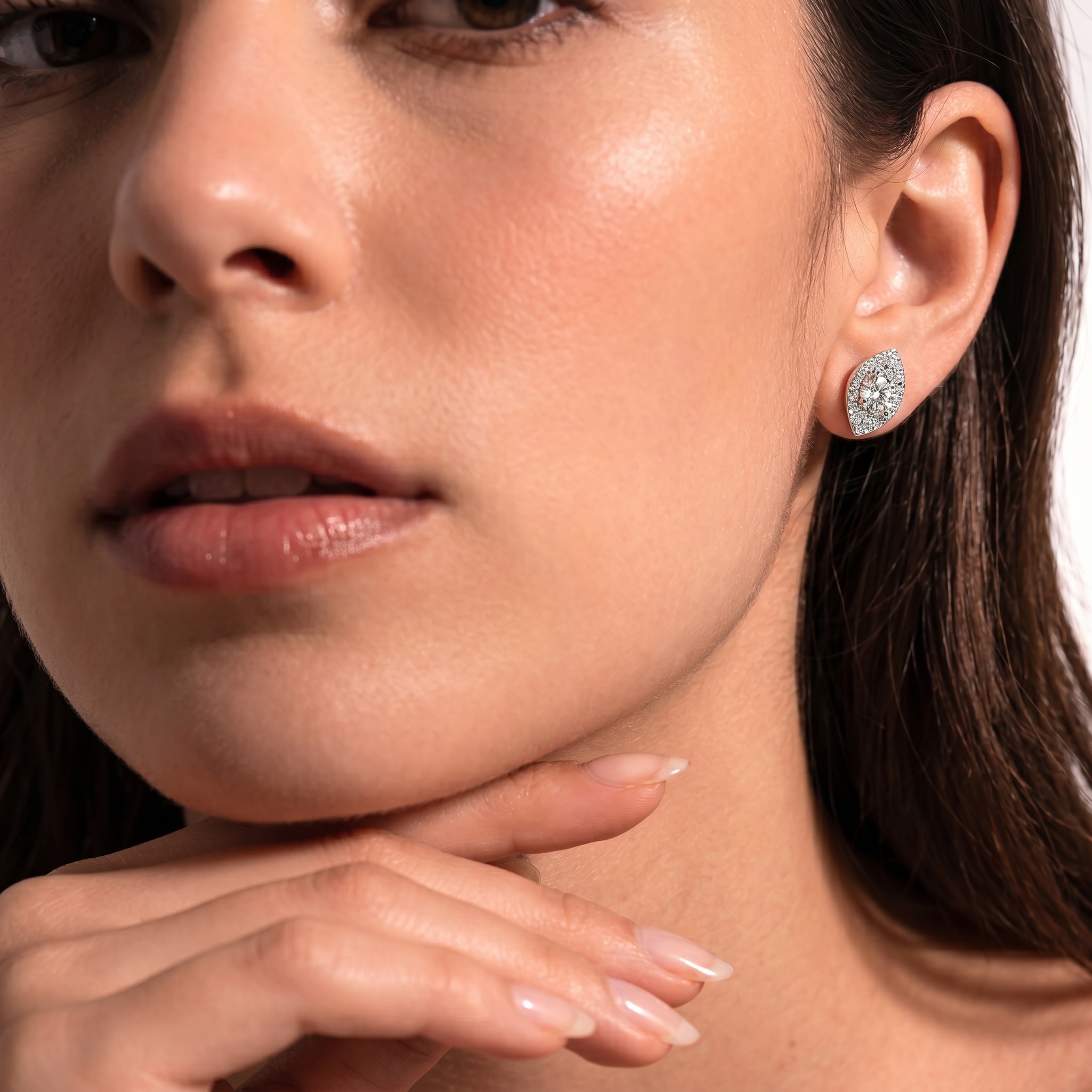 Evil Eye Moissanite Stud Earrings