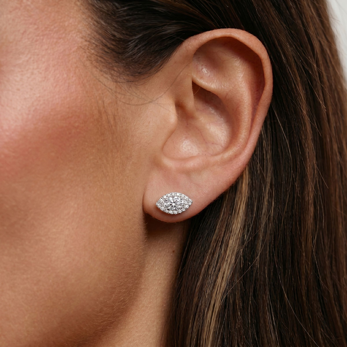 Evil Eye Moissanite Stud Earrings