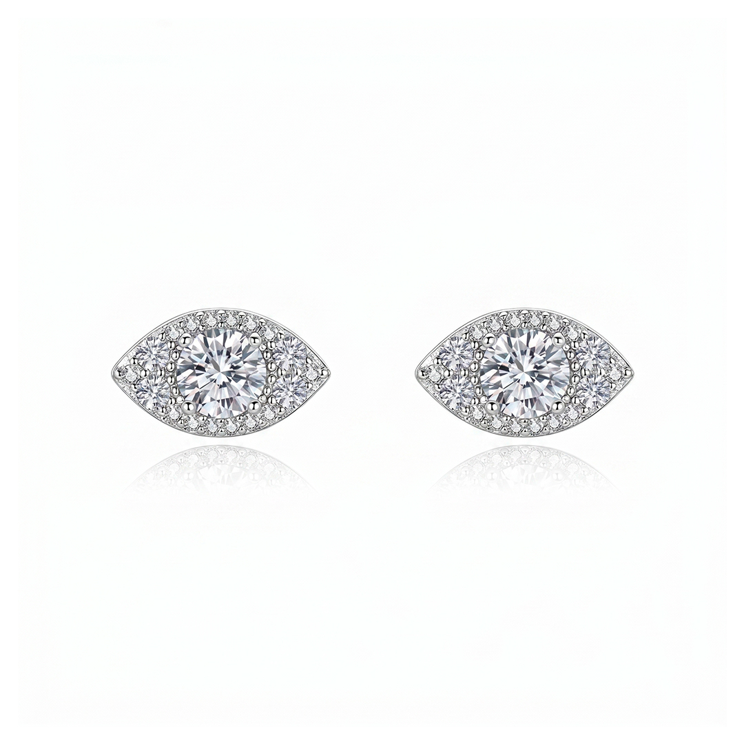 Evil Eye Moissanite Stud Earrings