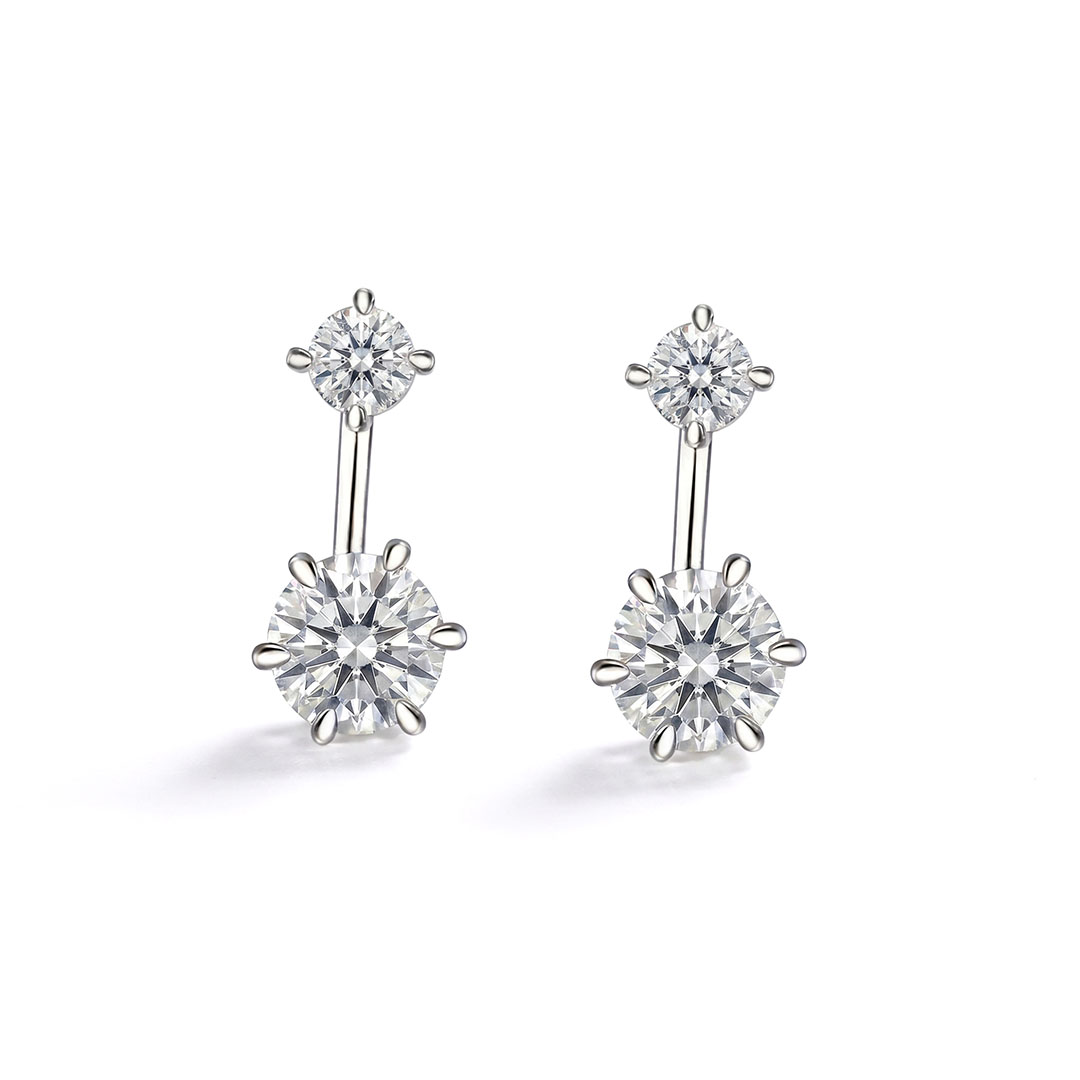 Duo Round Moissanite Stud Earrings