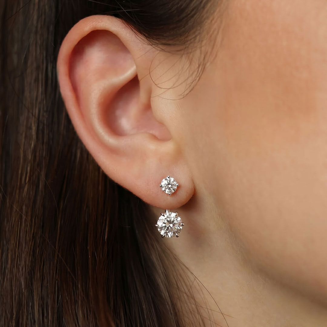 Duo Round Moissanite Stud Earrings