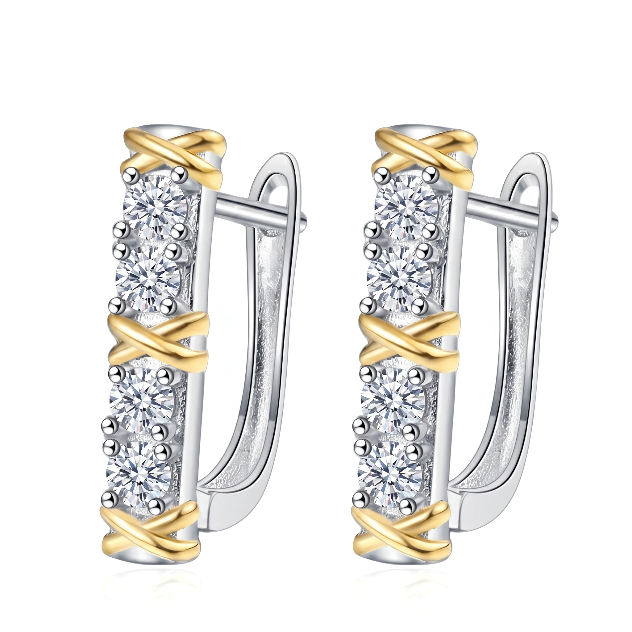 X Relief Moissanite Hoop Earrings