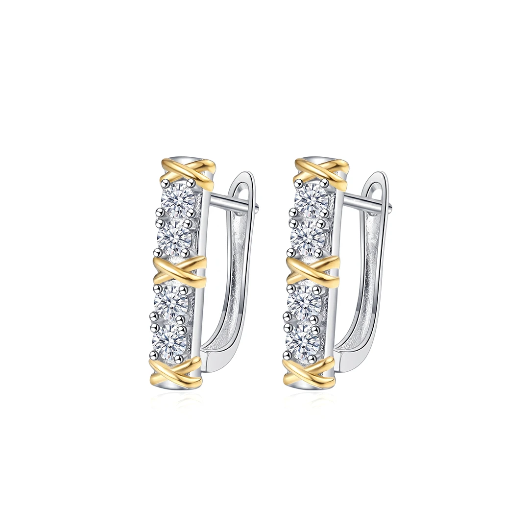 X Relief Moissanite Hoop Earrings