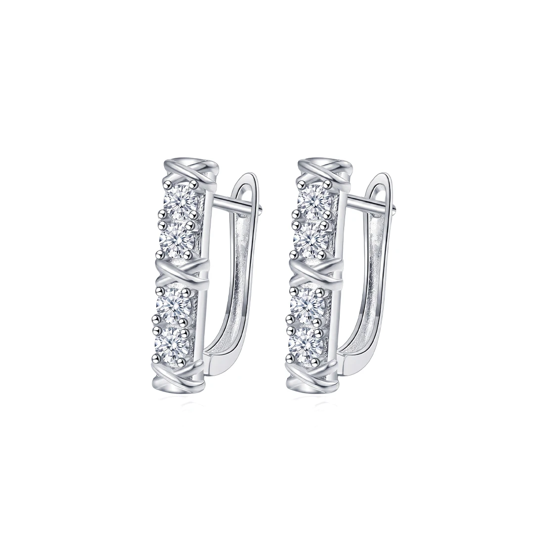 X Relief Moissanite Hoop Earrings