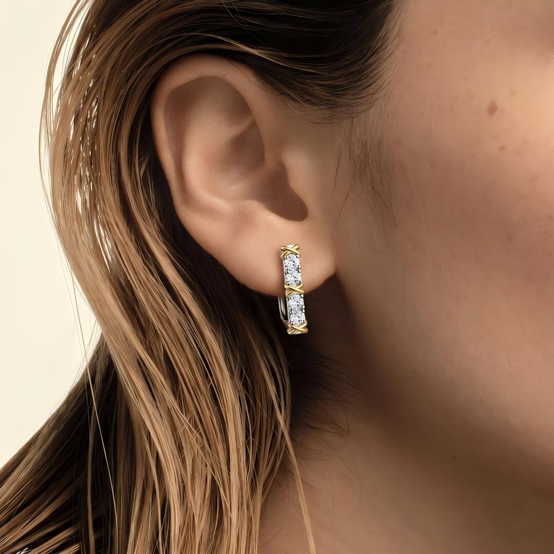 X Relief Moissanite Hoop Earrings