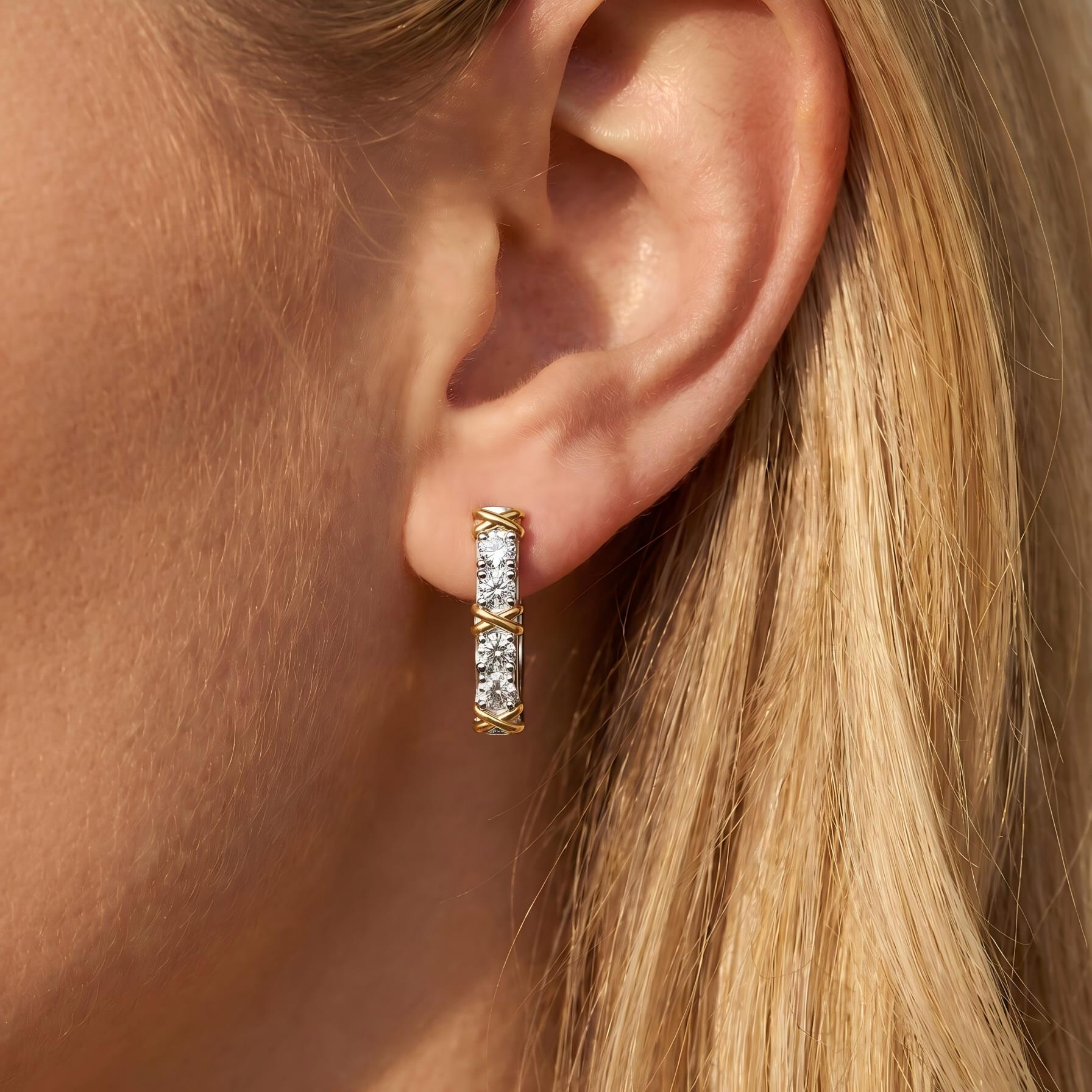 X Relief Moissanite Hoop Earrings