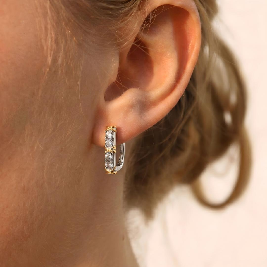 X Relief Moissanite Hoop Earrings