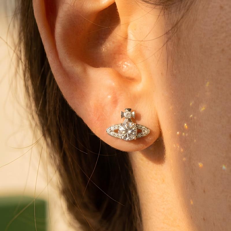 Saturn Moissanite Stud Earrings