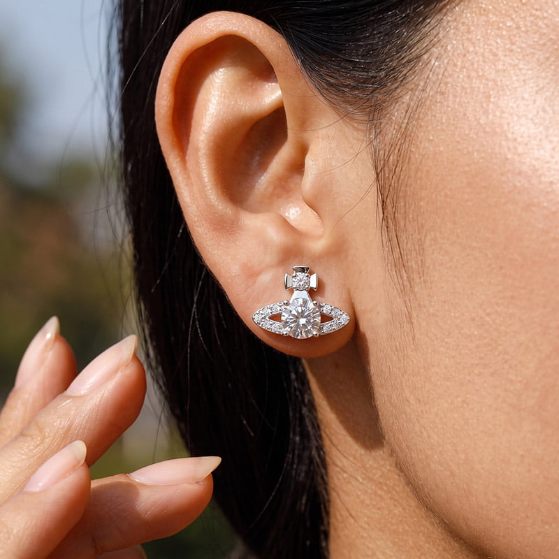 Saturn Moissanite Stud Earrings