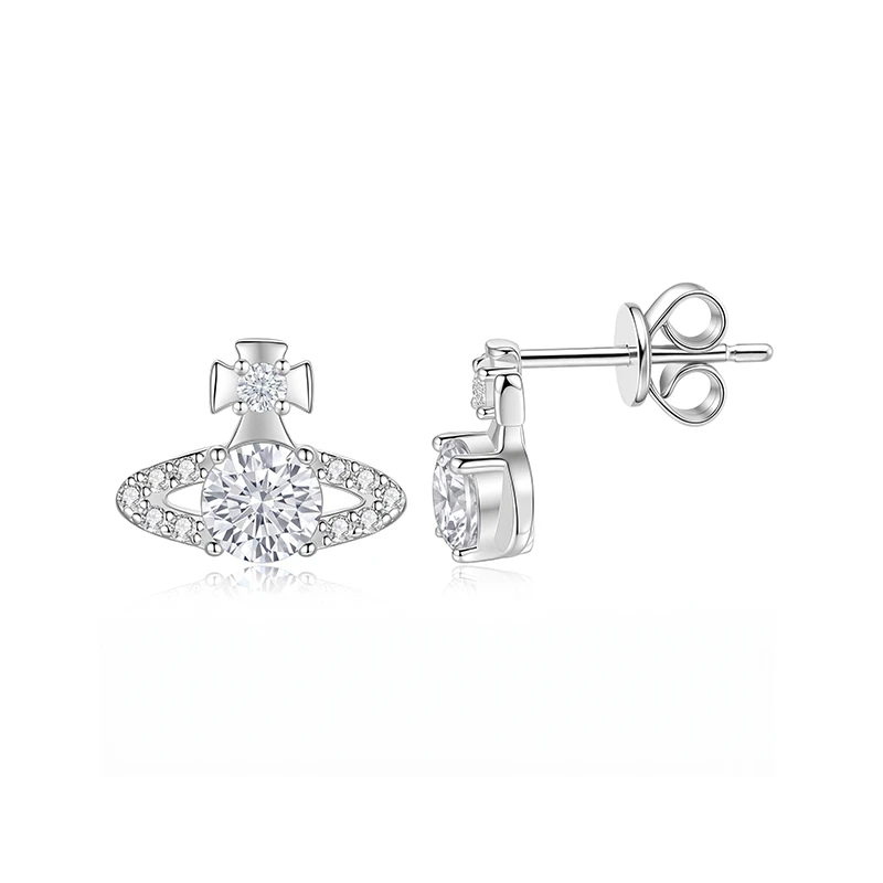 Saturn Moissanite Stud Earrings