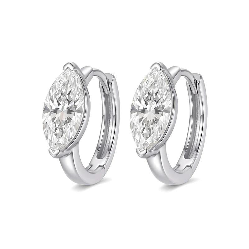 Marquise Moissanite Hoop Earrings