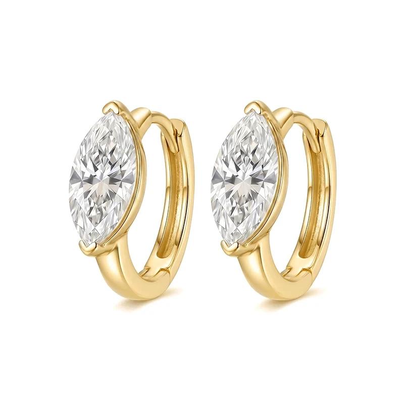 Marquise Moissanite Hoop Earrings