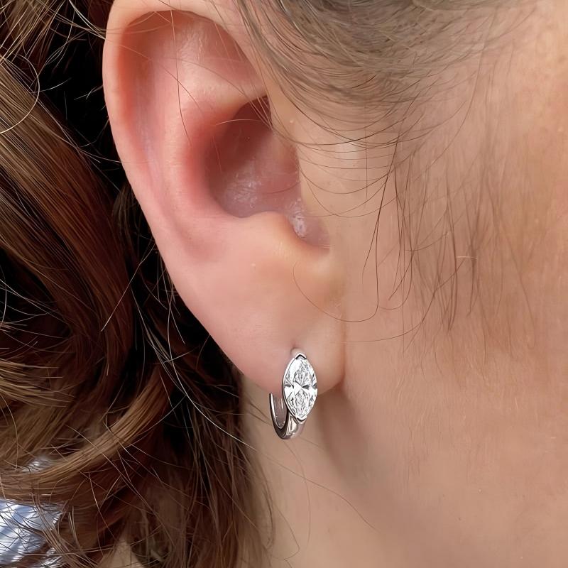 Marquise Moissanite Hoop Earrings