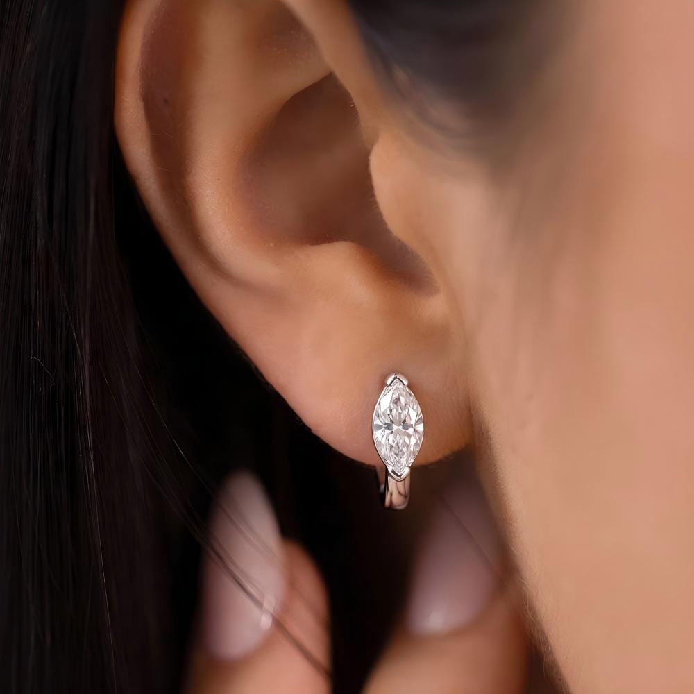 Marquise Moissanite Hoop Earrings