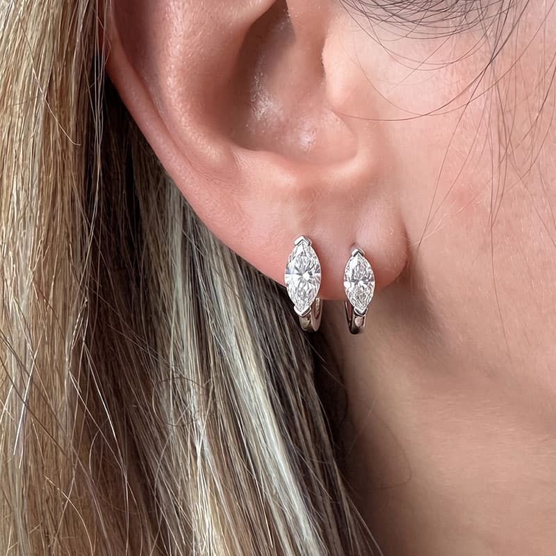 Marquise Moissanite Hoop Earrings