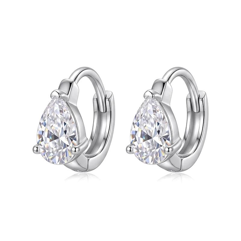 Pear Moissanite Hoop Earrings