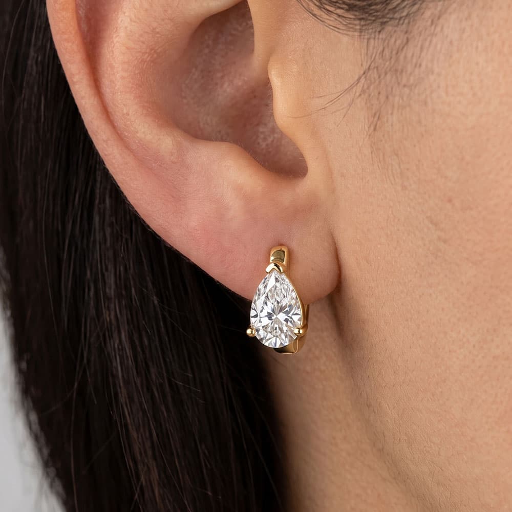 Pear Moissanite Hoop Earrings