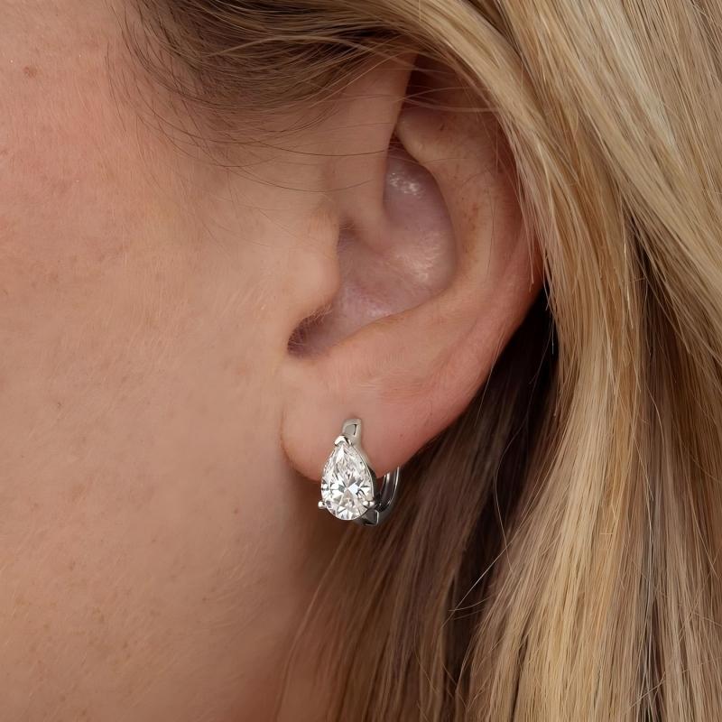 Pear Moissanite Hoop Earrings