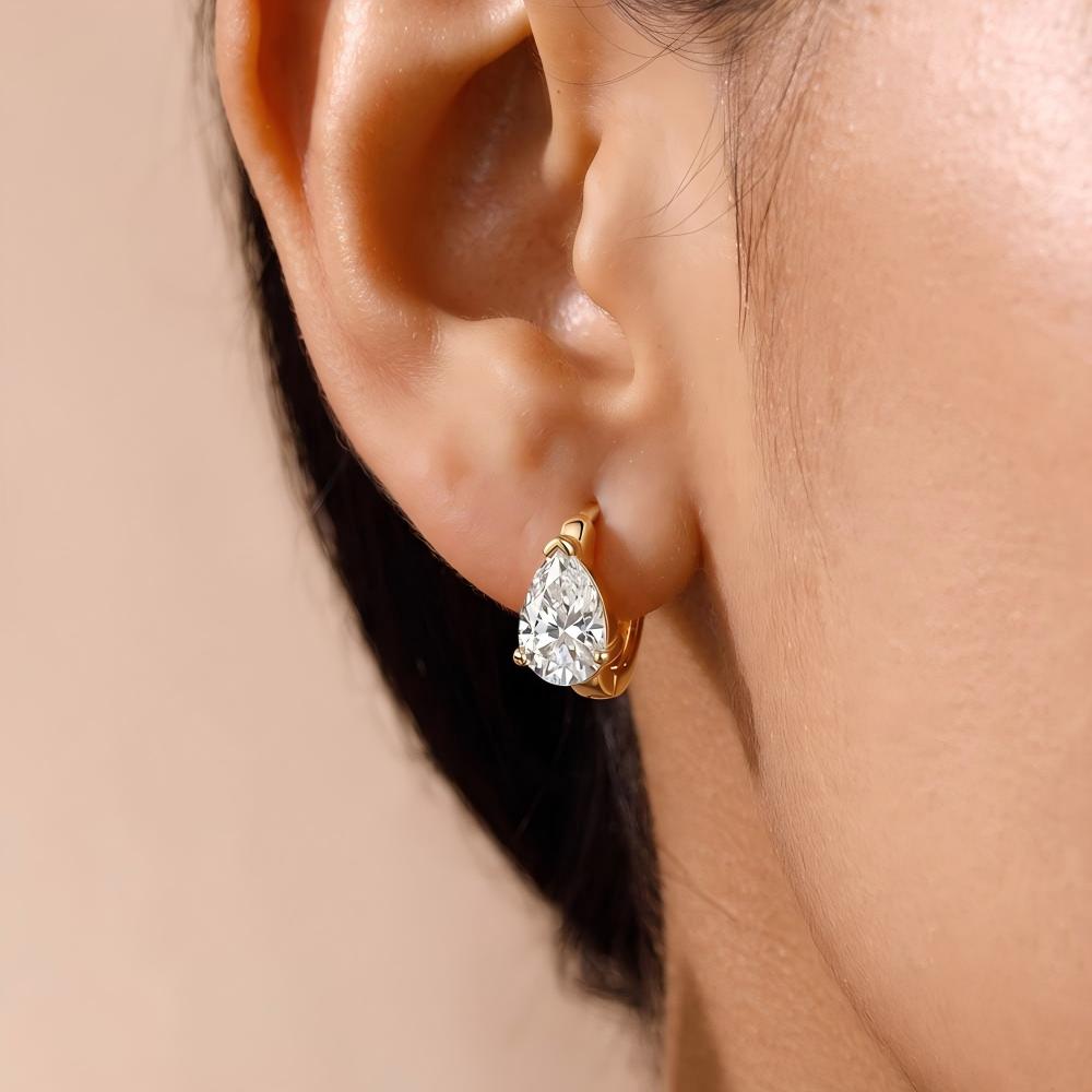 Pear Moissanite Hoop Earrings