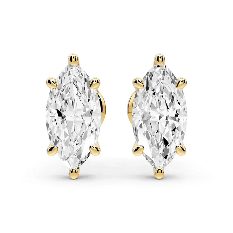 Six-Prong Marquise Moissanite Stud Earrings