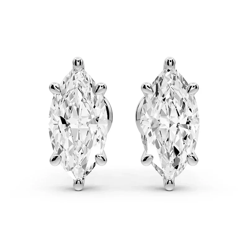 Six-Prong Marquise Moissanite Stud Earrings