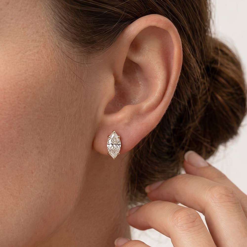 Six-Prong Marquise Moissanite Stud Earrings