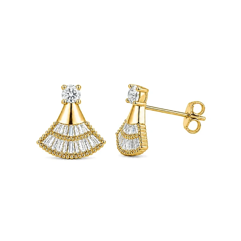 Ginkgo Moissanite Stud Earrings