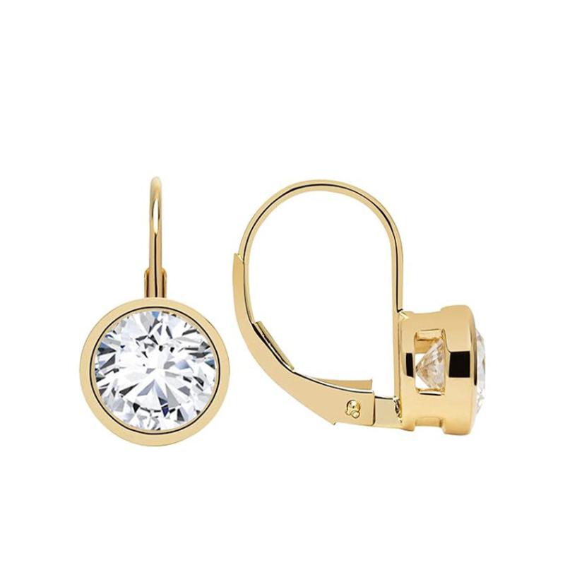 Bezel Leverback Moissanite Earrings