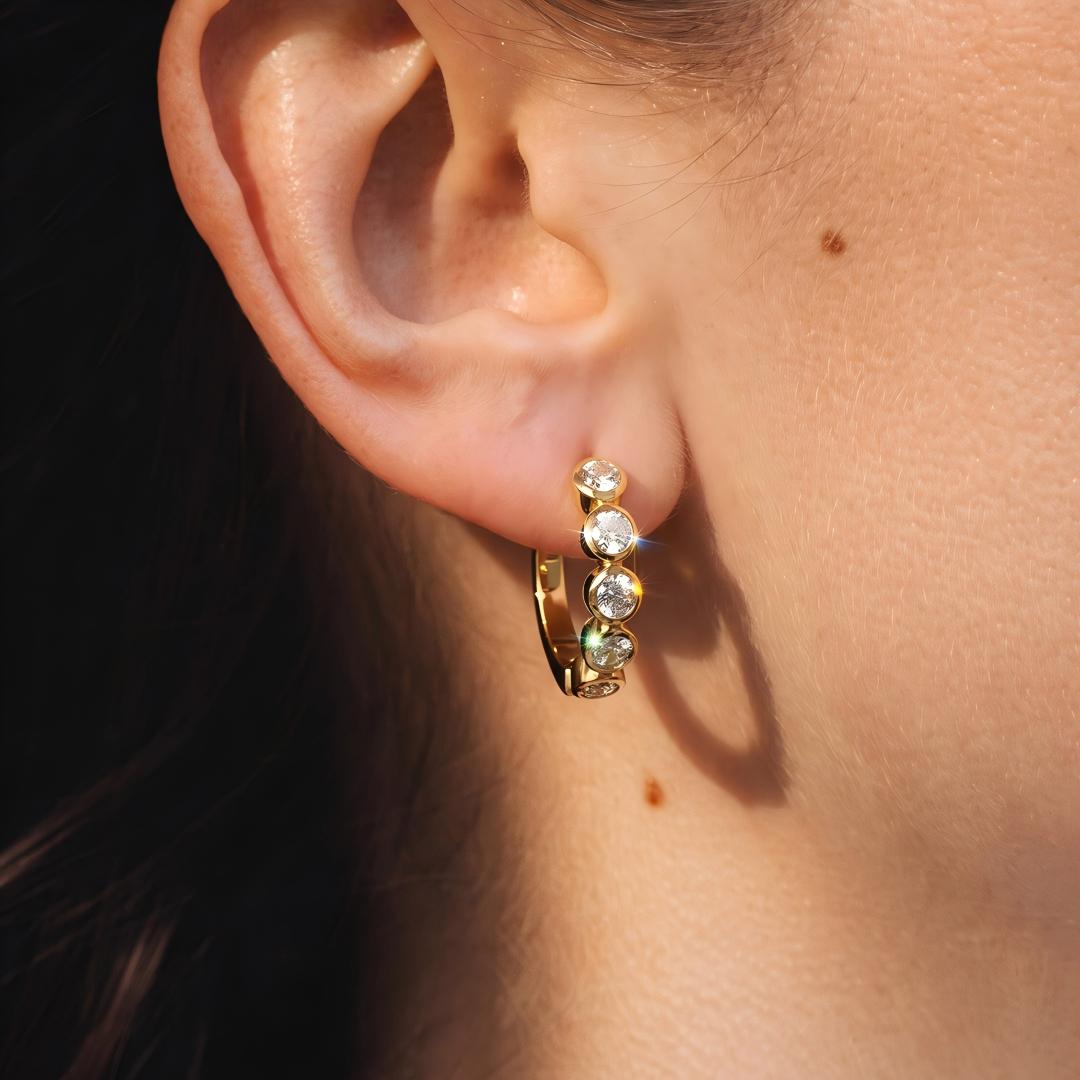 Solana Bezel Moissanite Hoop Earrings