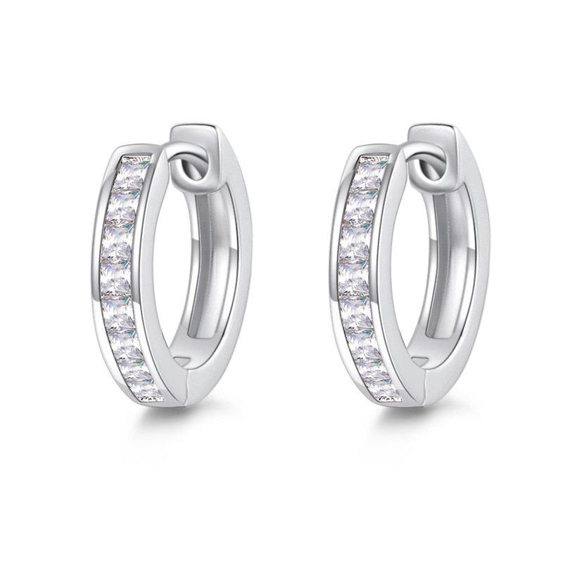 Channel Moissanite Hoop Earrings