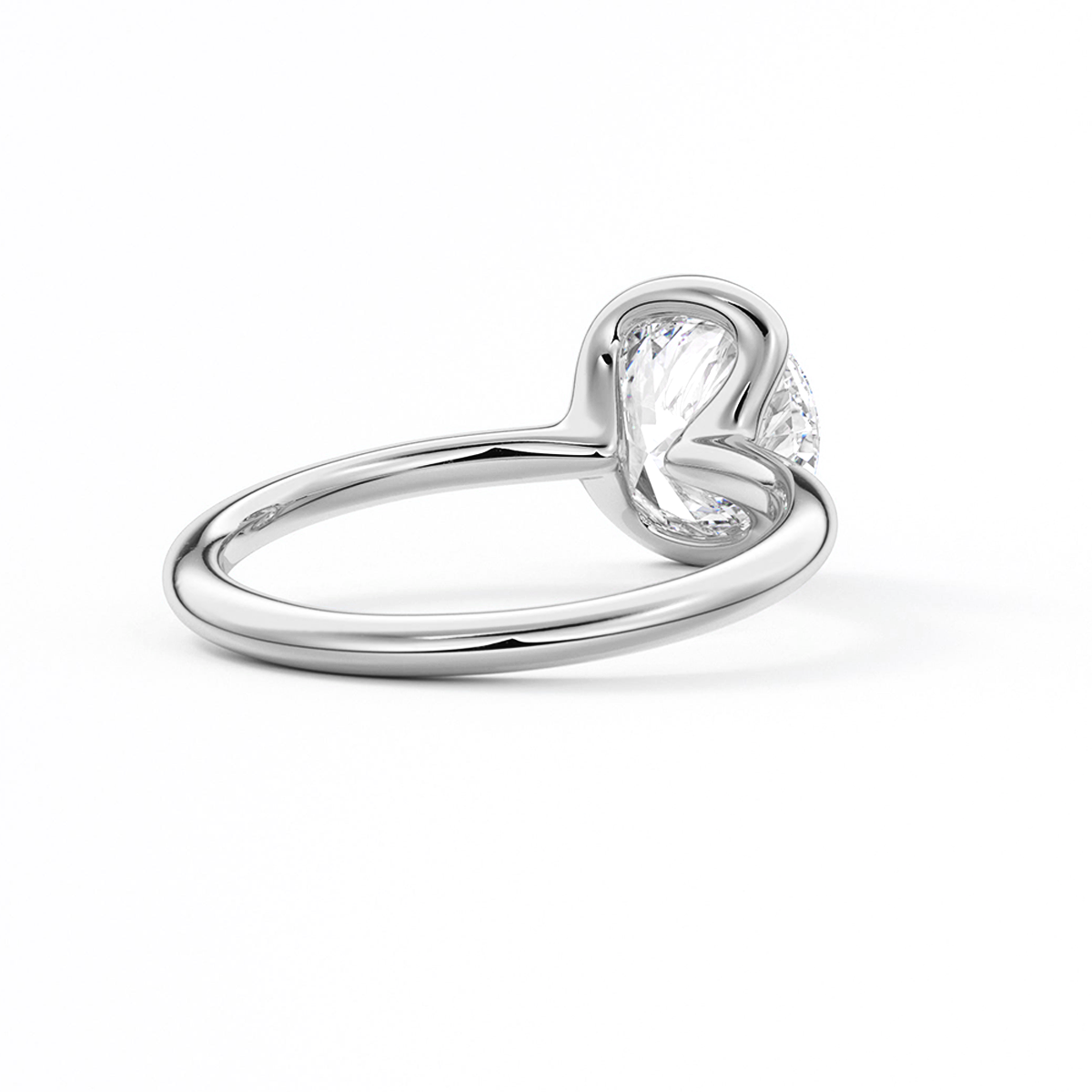 Flush Stacking Half Bezel Moissanite Engagement Ring 1.0 ct-VOOGME