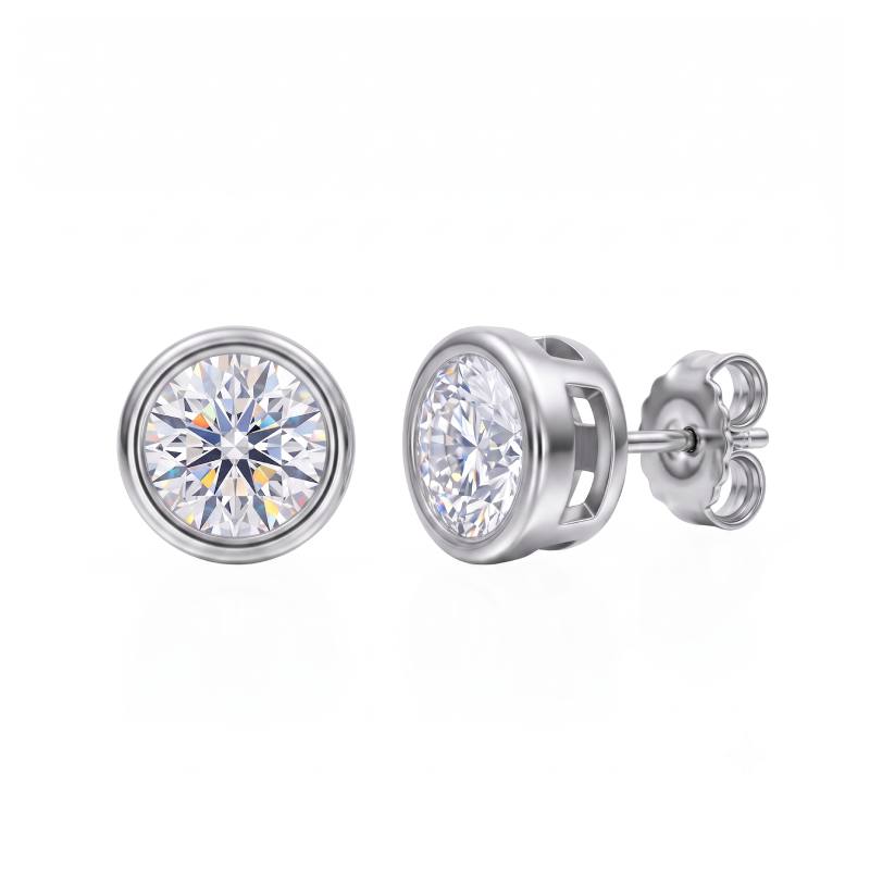 Special Bezel Setting Moissanite Stud Earrings