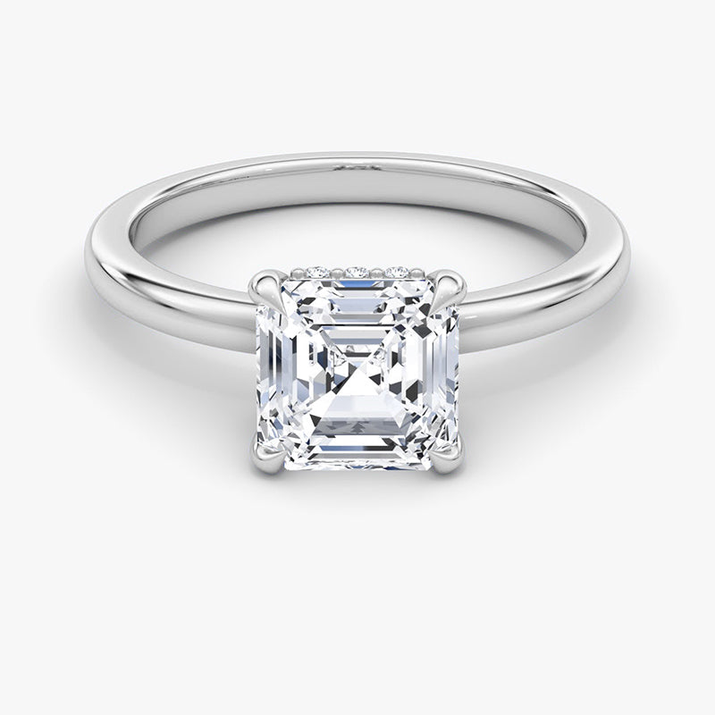 Hidden Halo Moissanite Engagement Ring-VOOGME