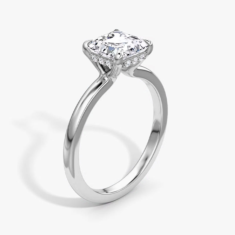 Hidden Halo Moissanite Engagement Ring-VOOGME