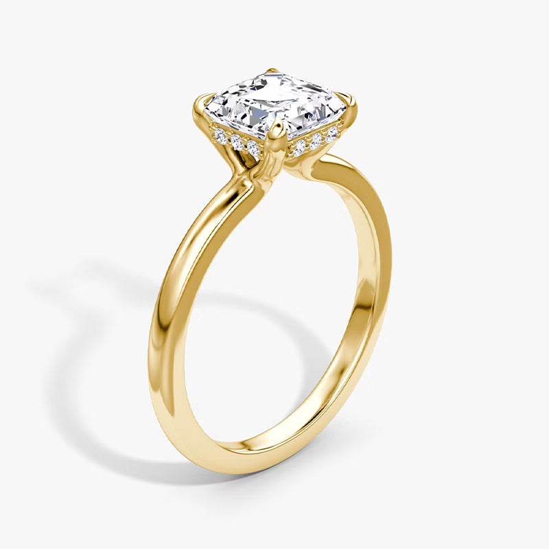 Hidden Halo Moissanite Engagement Ring-VOOGME