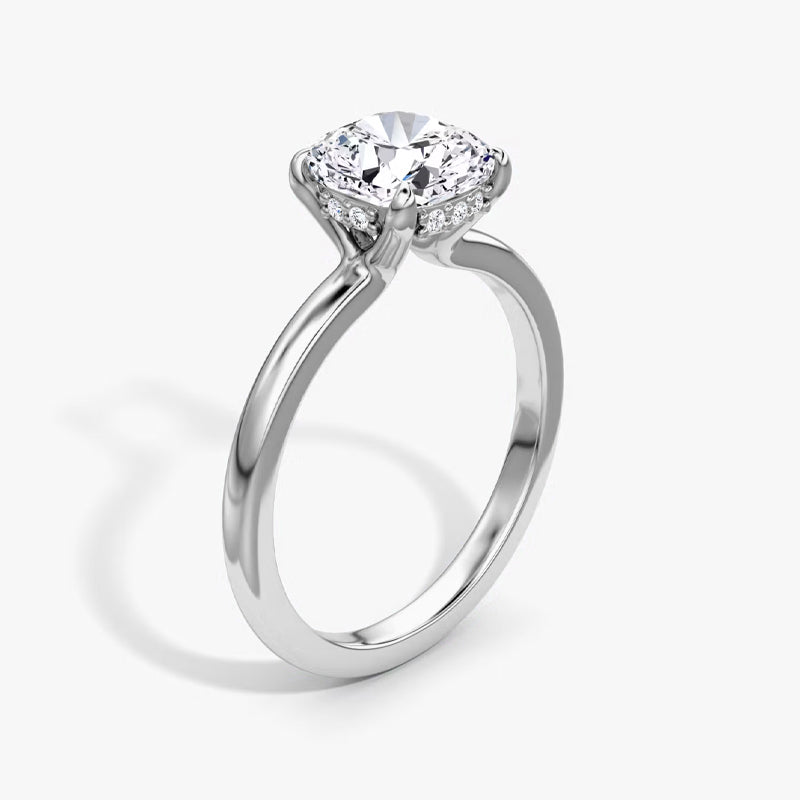 Hidden Halo Moissanite Engagement Ring-VOOGME