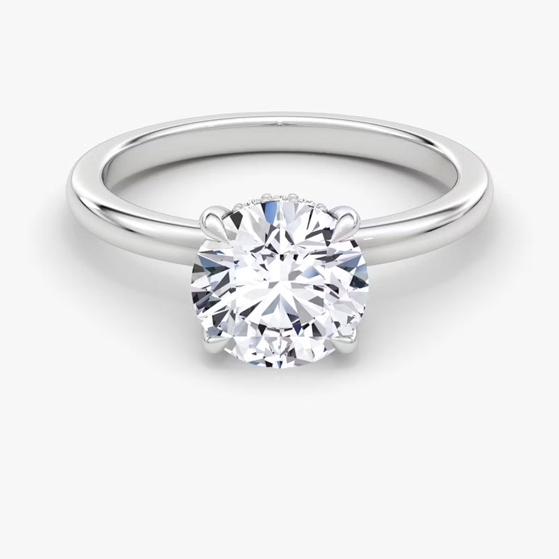 Hidden Halo Moissanite Engagement Ring-VOOGME
