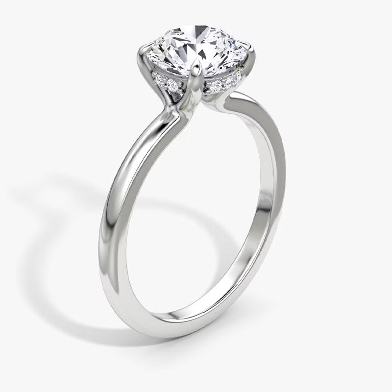 Hidden Halo Moissanite Engagement Ring-VOOGME