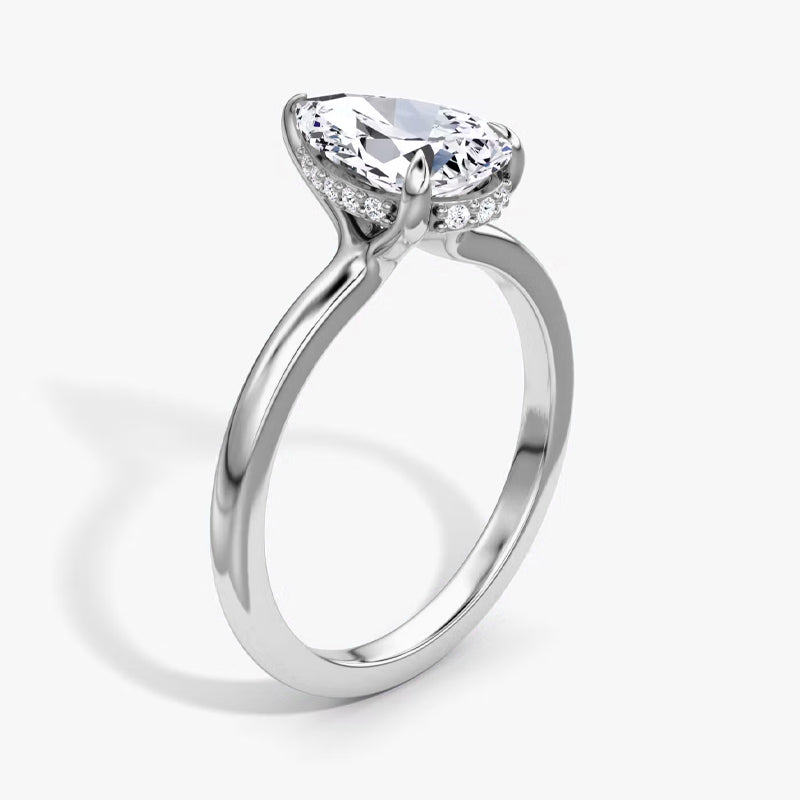 Hidden Halo Moissanite Engagement Ring-VOOGME