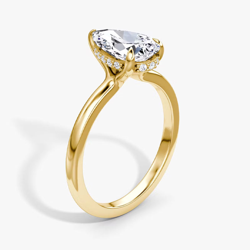 Hidden Halo Moissanite Engagement Ring-VOOGME