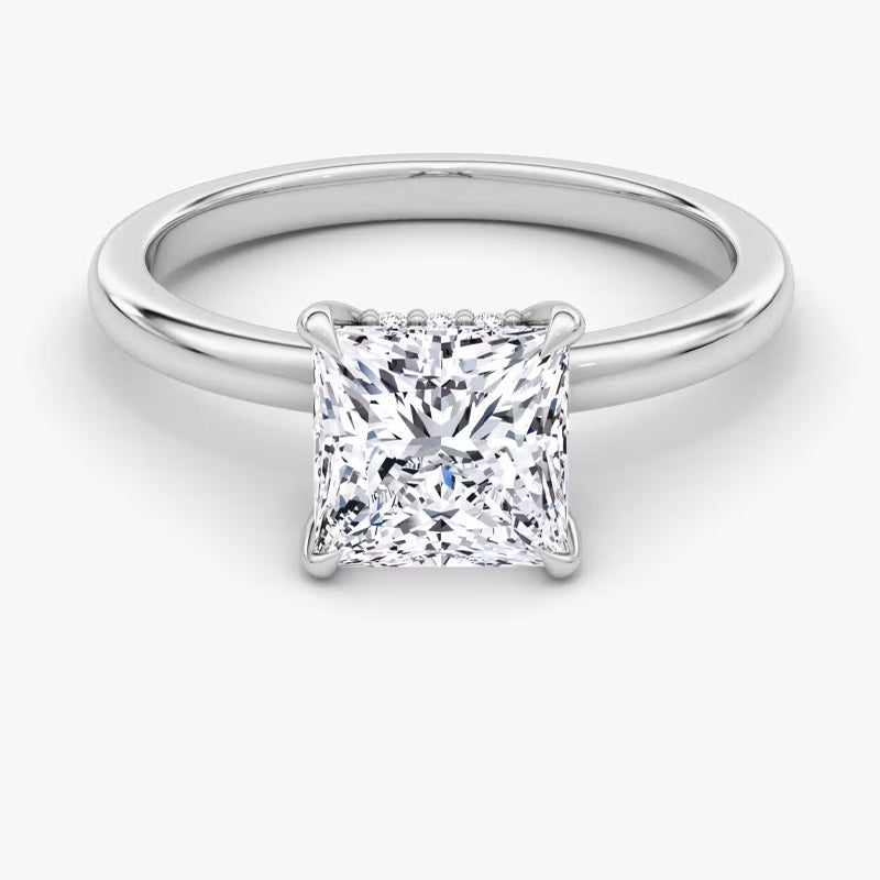 Hidden Halo Moissanite Engagement Ring-VOOGME