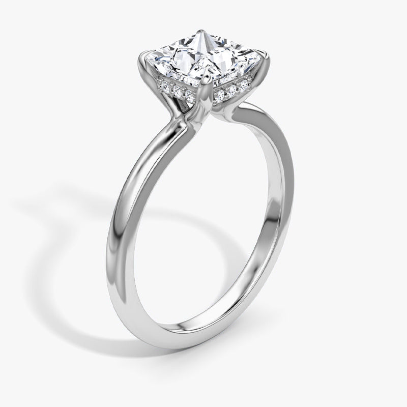 Hidden Halo Moissanite Engagement Ring-VOOGME