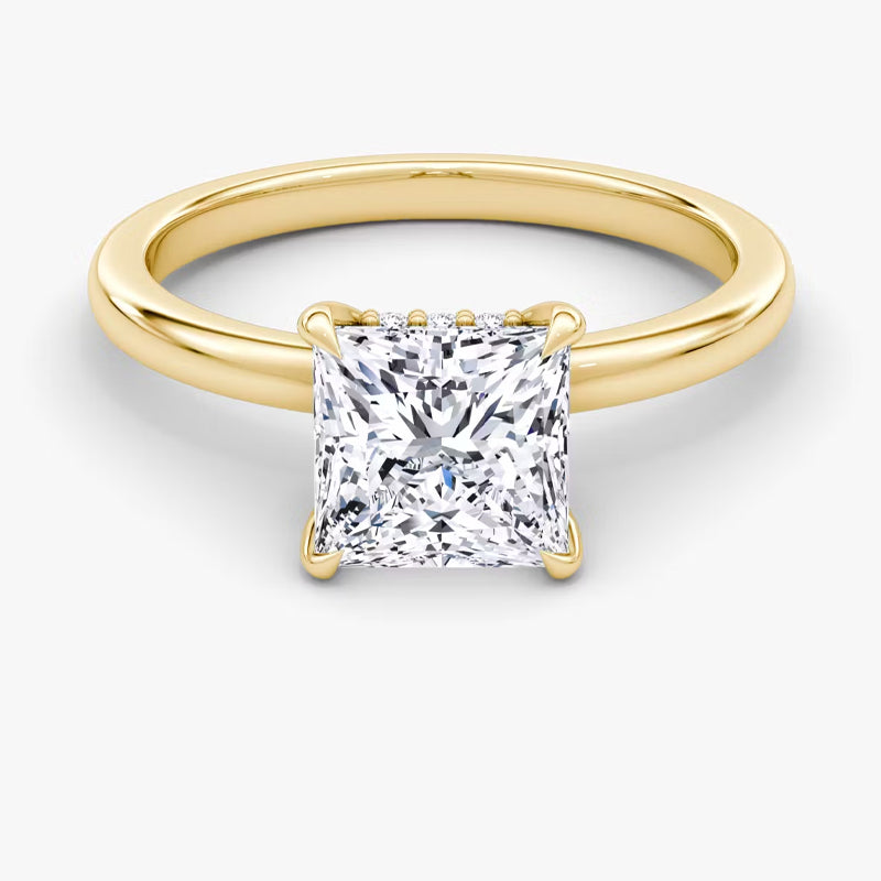 Hidden Halo Moissanite Engagement Ring-VOOGME