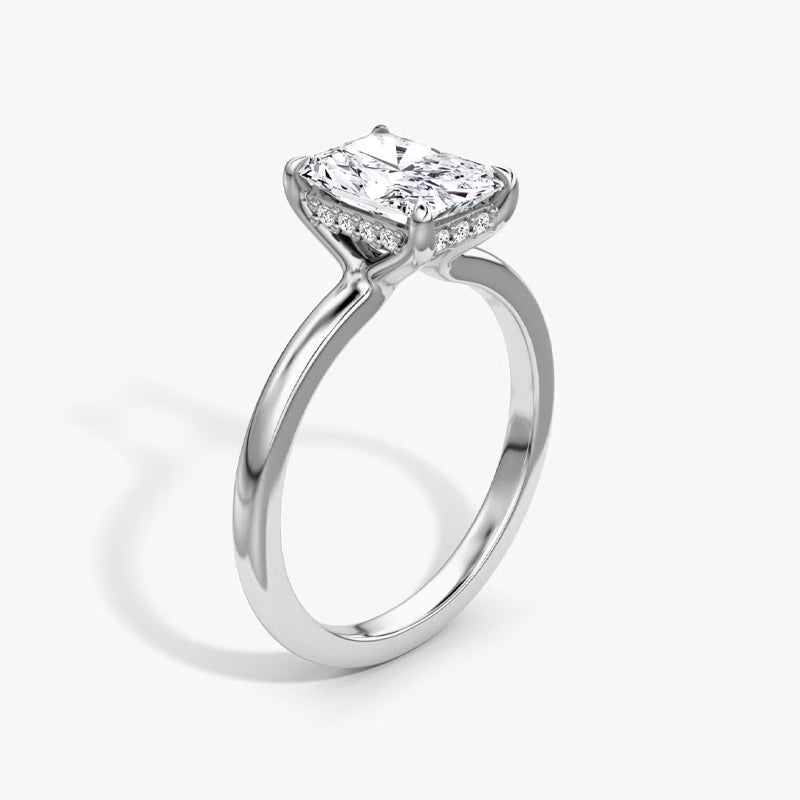 Hidden Halo Moissanite Engagement Ring-VOOGME