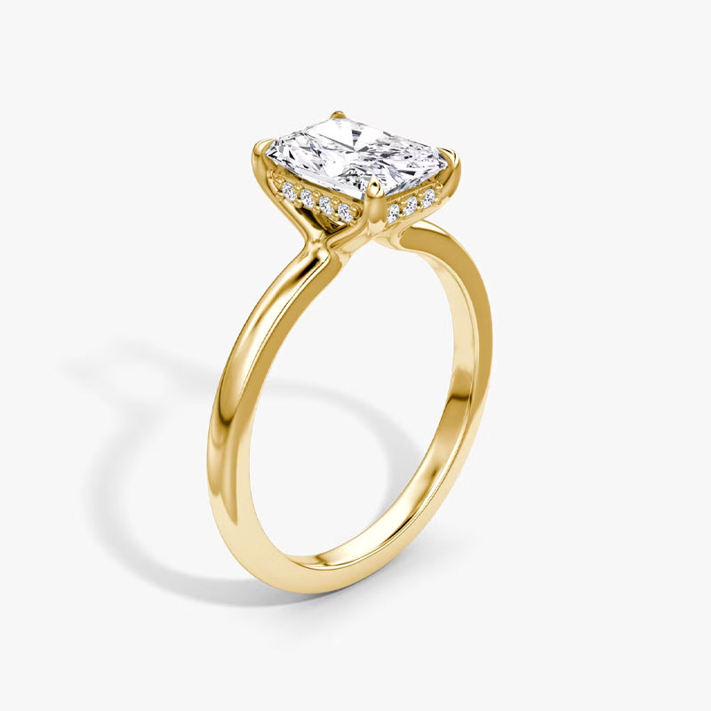 Hidden Halo Moissanite Engagement Ring-VOOGME