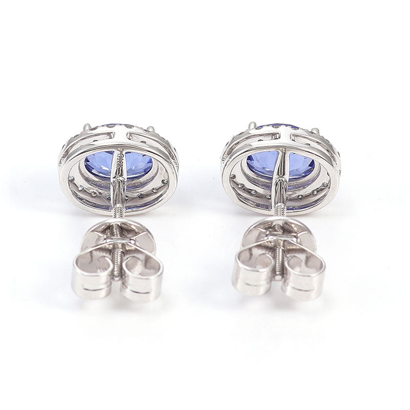 Oval Blue Screw Back Sapphire Earrings-VOOGME