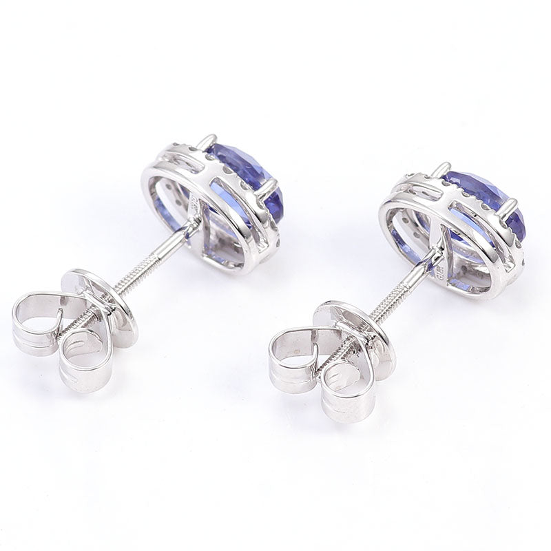 Oval Blue Screw Back Sapphire Earrings-VOOGME