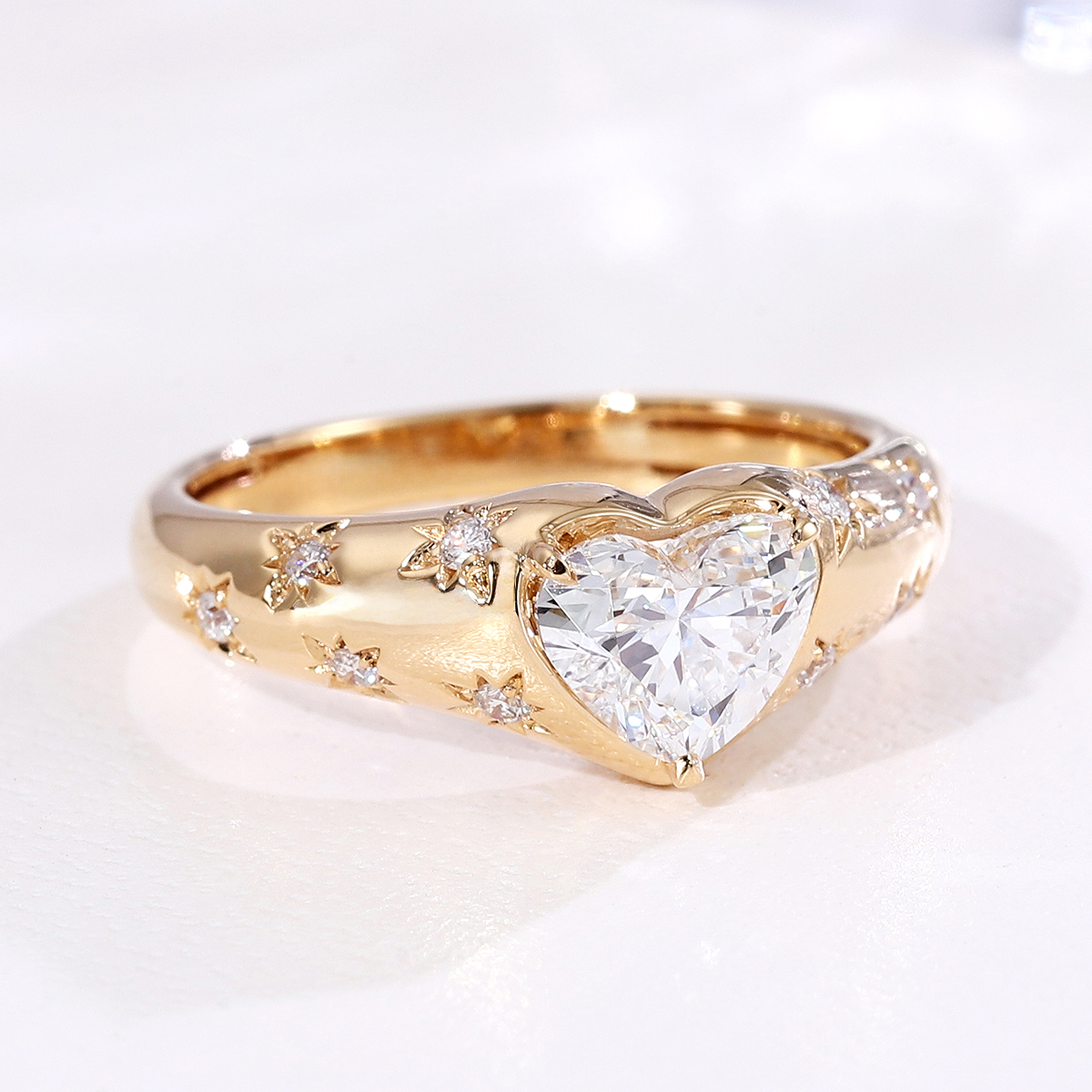 Bezel Heart Star Moissanite Ring