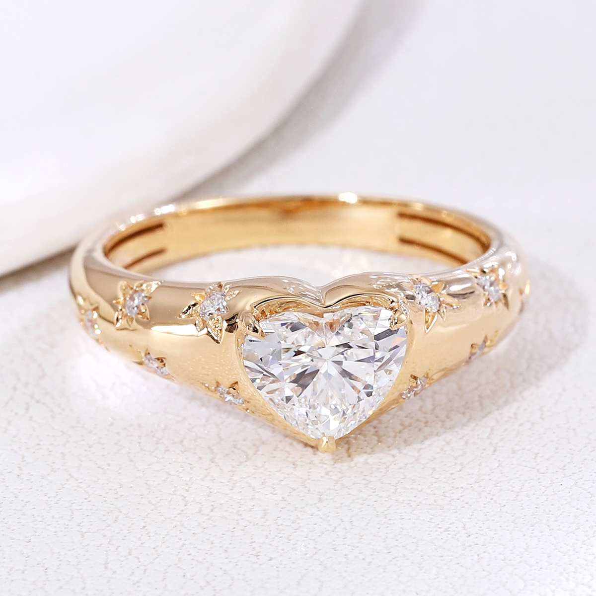 Bezel Heart Star Moissanite Ring