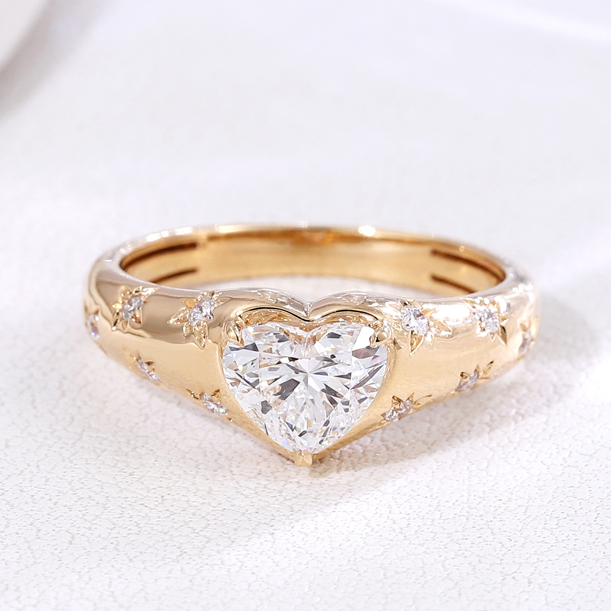 Bezel Heart Star Moissanite Ring